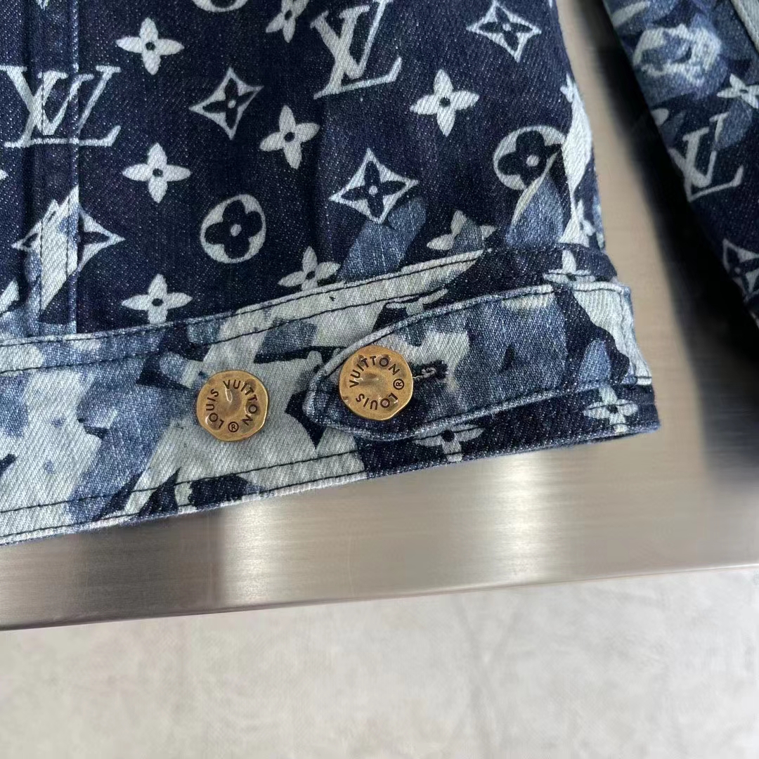 Louis Vuitton Men LV Monogram Printed Denim Jacket Regular Fit Printed Monogram Flower