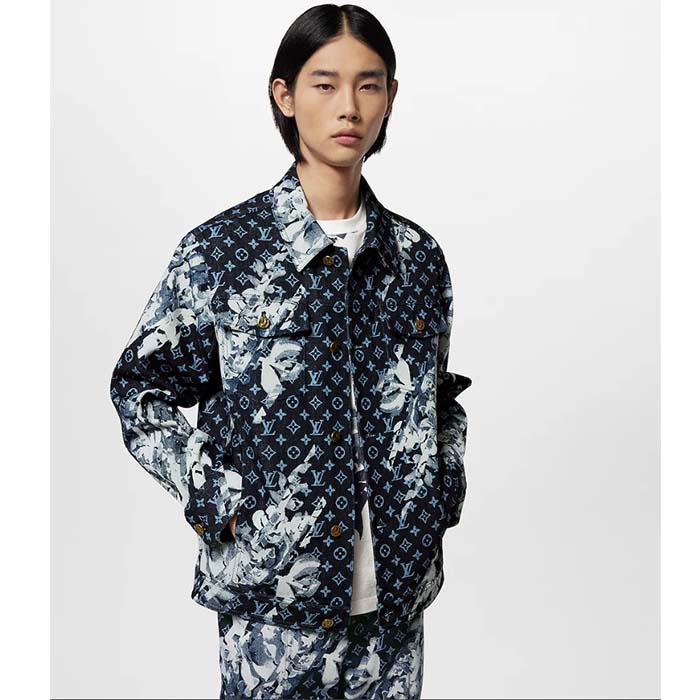 Louis Vuitton Men LV Monogram Printed Denim Jacket Regular Fit Printed Monogram Flower
