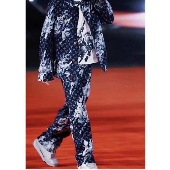 Louis Vuitton Men LV Monogram Printed Denim Jacket Regular Fit Printed Monogram Flower