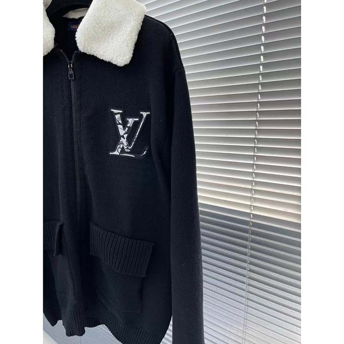 Louis Vuitton Women LV SKI Wool Blouson With Shearling Collar Regular Fit LV Ice Black