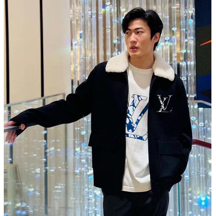 Louis Vuitton Men LV SKI Wool Blouson With Shearling Collar Regular Fit LV Ice Black