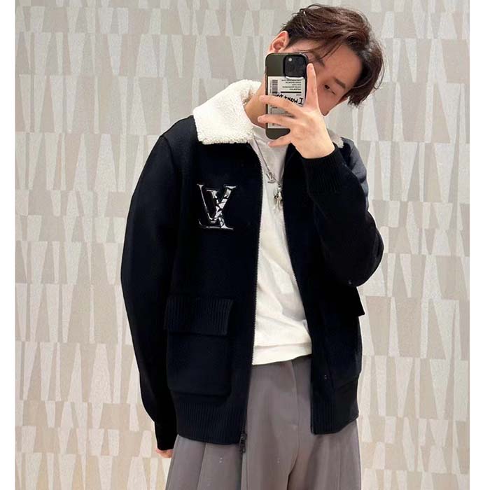Louis Vuitton Men LV SKI Wool Blouson With Shearling Collar Regular Fit LV Ice Black