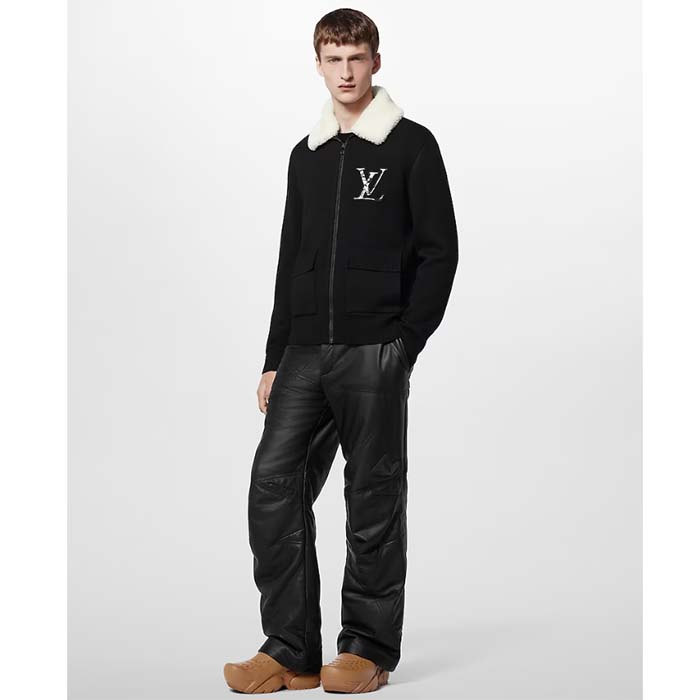 Louis Vuitton Men LV SKI Wool Blouson With Shearling Collar Regular Fit LV Ice Black
