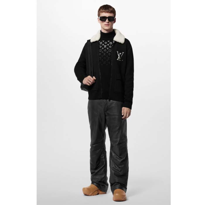 Louis Vuitton Men LV SKI Wool Blouson With Shearling Collar Regular Fit LV Ice Black