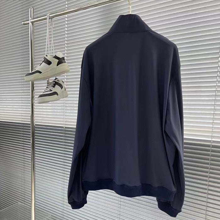 Louis Vuitton Men LV Technical Cotton Zipped Track Top Regular Fit Monogram Sand Jacquard High Jersey Collar