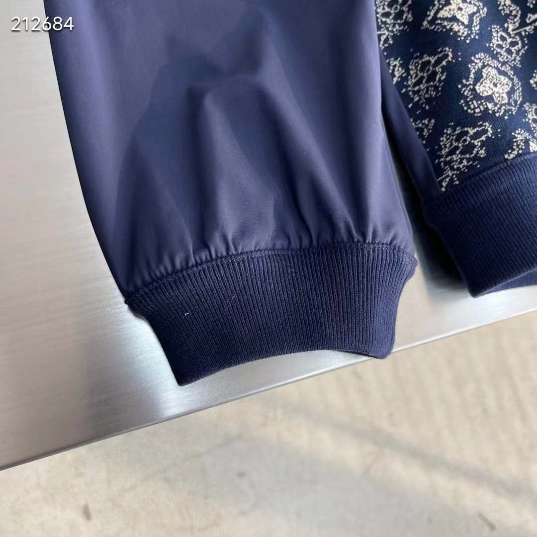 Louis Vuitton Men LV Technical Cotton Zipped Track Top Regular Fit Monogram Sand Jacquard High Jersey Collar