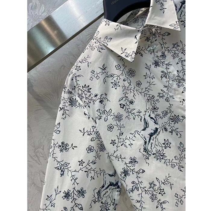 Louis Vuitton Men LV Unicorn Print Shirt Cotton Silk Mottled Grey Regular Fit