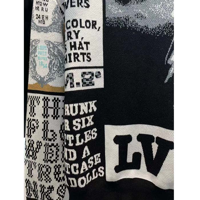Louis Vuitton Men Wool Crewneck Regular Fit Jacquard Allover LV Fanzine Motif Multicolor