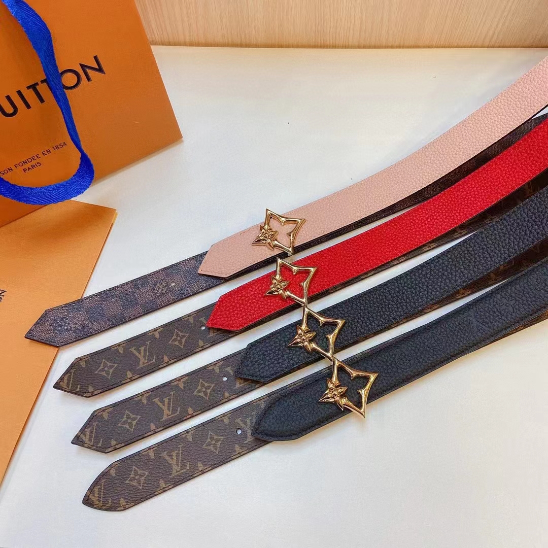 Louis Vuitton Unisex LV Flowergram 30 MM Reversible Belt Monogram Canvas Black Empreinte Leather