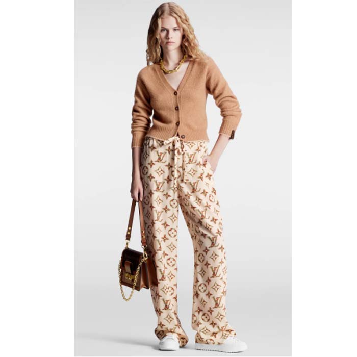 Louis Vuitton Women LV Cropped Camel Cardigan Yack Hair Silk Camel Regular Fit