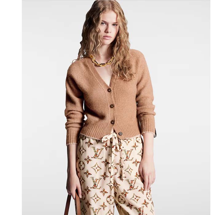 Louis Vuitton Women LV Cropped Camel Cardigan Yack Hair Silk Camel Regular Fit