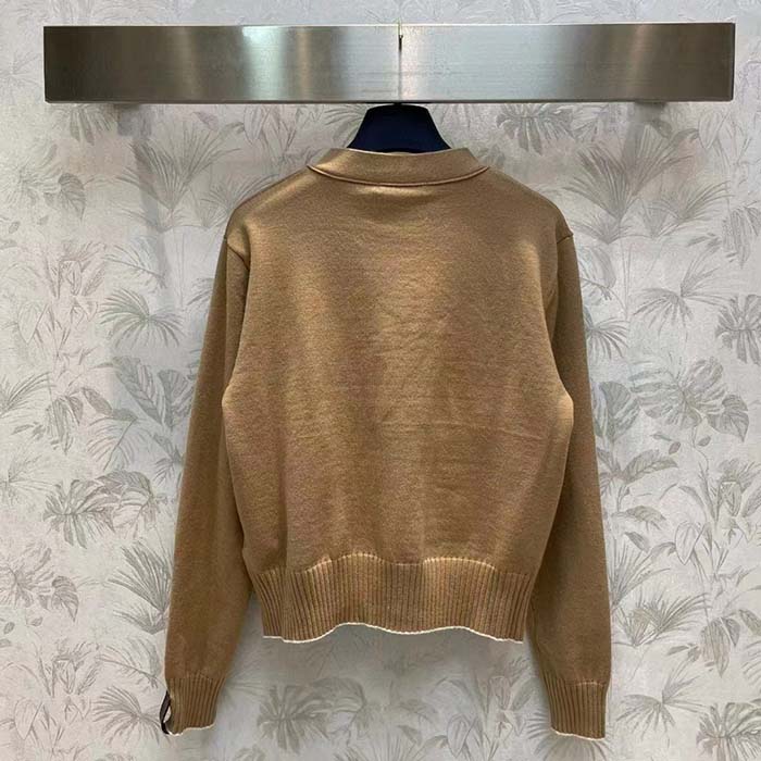 Louis Vuitton Women LV Cropped Camel Cardigan Yack Hair Silk Camel Regular Fit