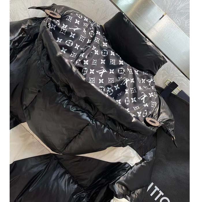 Louis Vuitton Women LV SKI Abstract Monogram Flower Puffer Jacket Black White