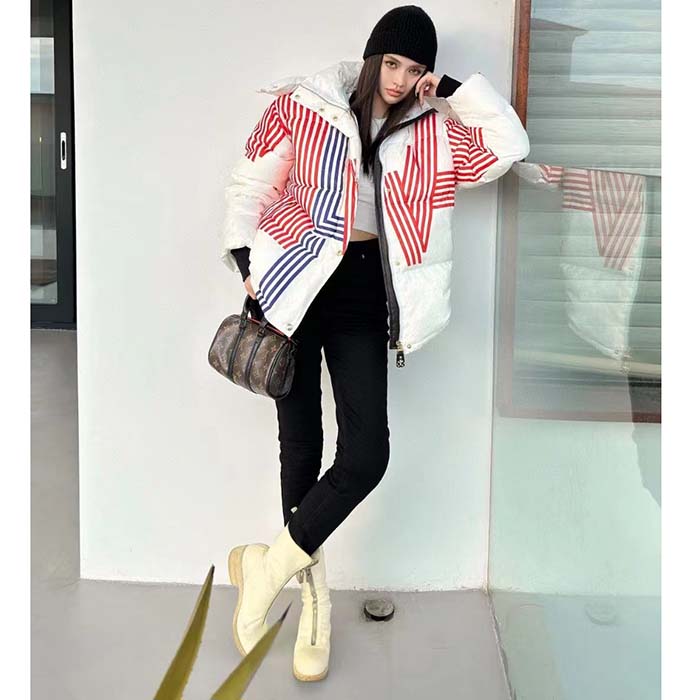 Louis Vuitton Women LV SKI LV Stripes Puffer Jacket Monogram Jacquard Polyamide White