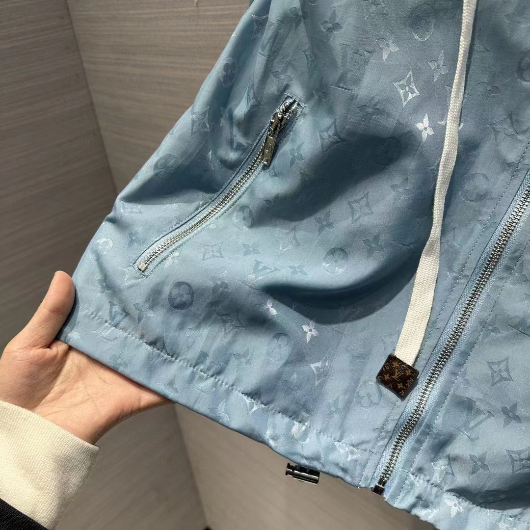 Louis Vuitton Women LV Shiny Monogram Short Parka Ice Blue Regular Fit