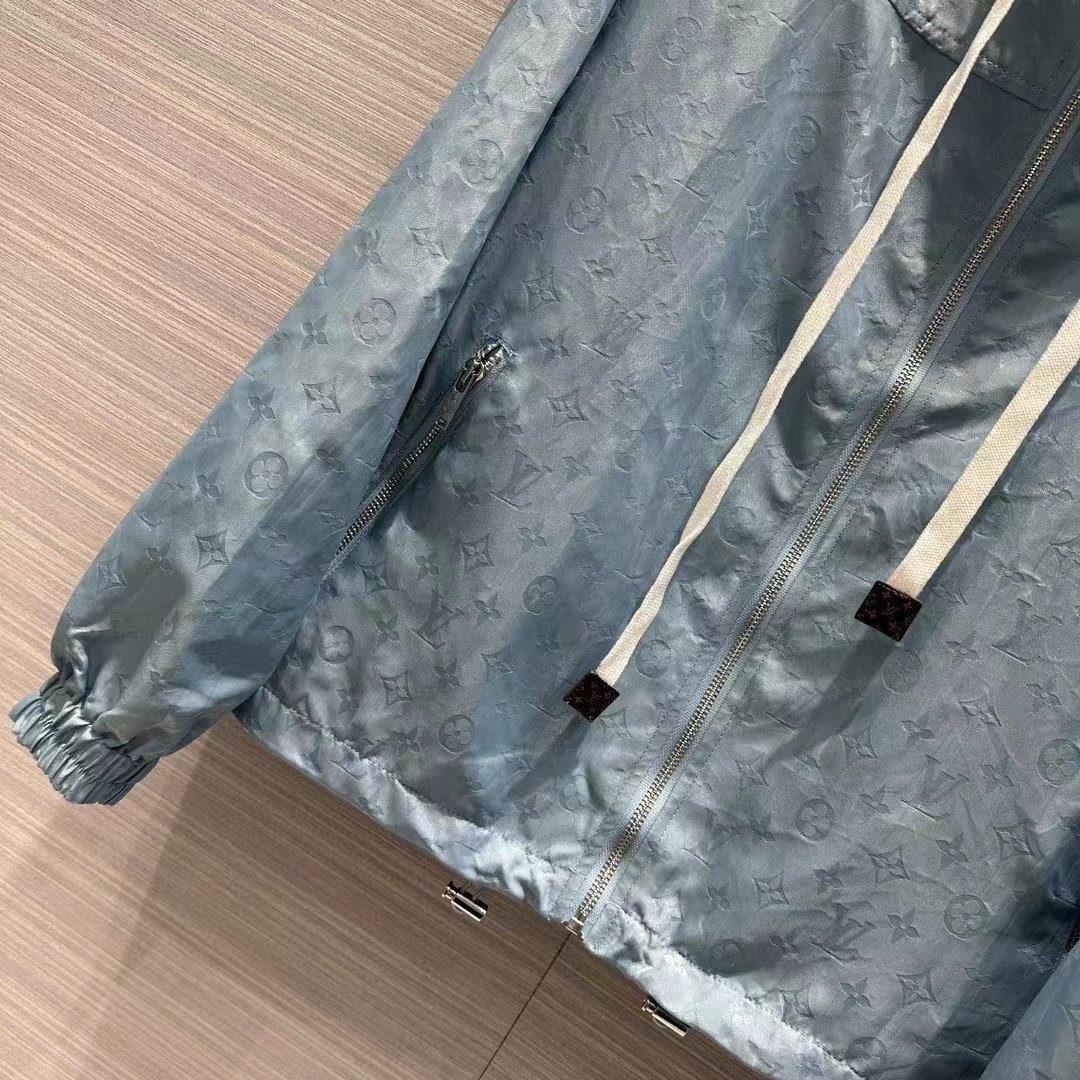 Louis Vuitton Women LV Shiny Monogram Short Parka Ice Blue Regular Fit