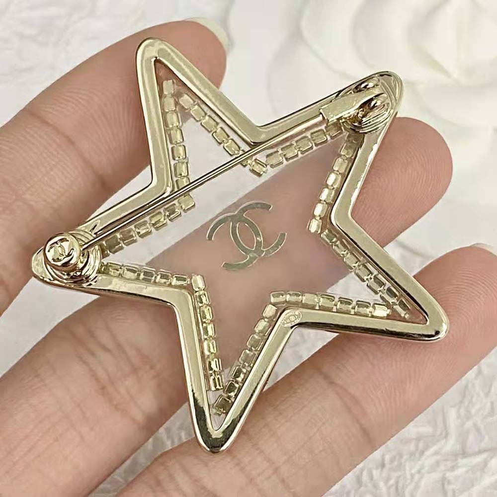 Chanel Women Brooch in Metal Resin and Diamantés
