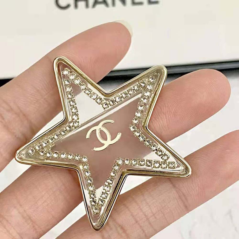 Chanel Women Brooch in Metal Resin and Diamantés