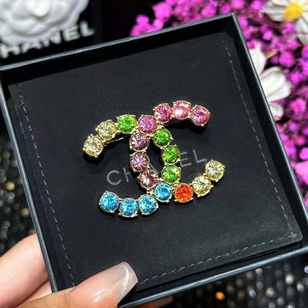 Chanel Women Brooch in Metal and Diamantés