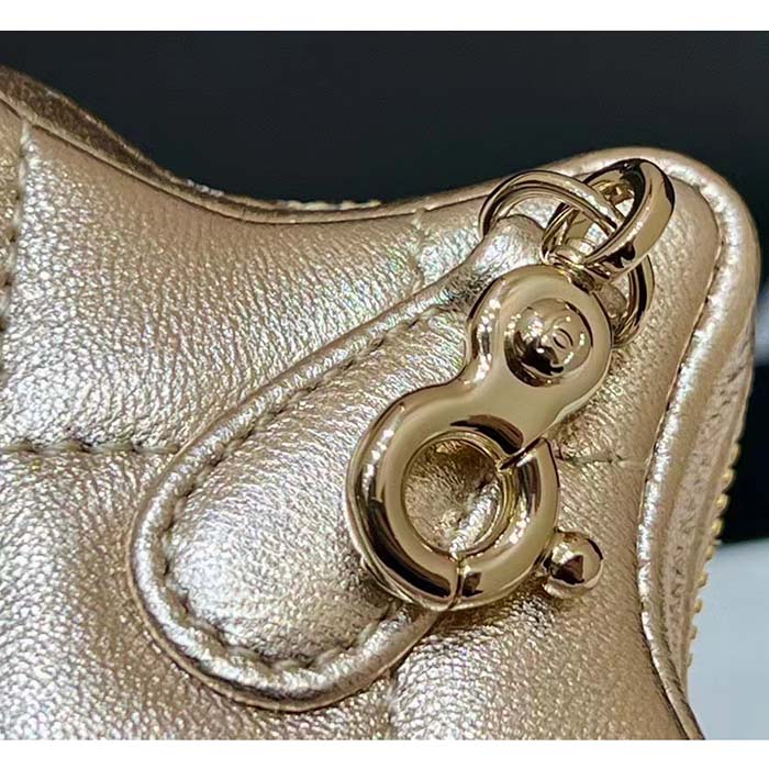 Chanel Women CC Backpack Star Coin Purse Mirror Calfskin Metallic Calfskin Gold-Tone Metal