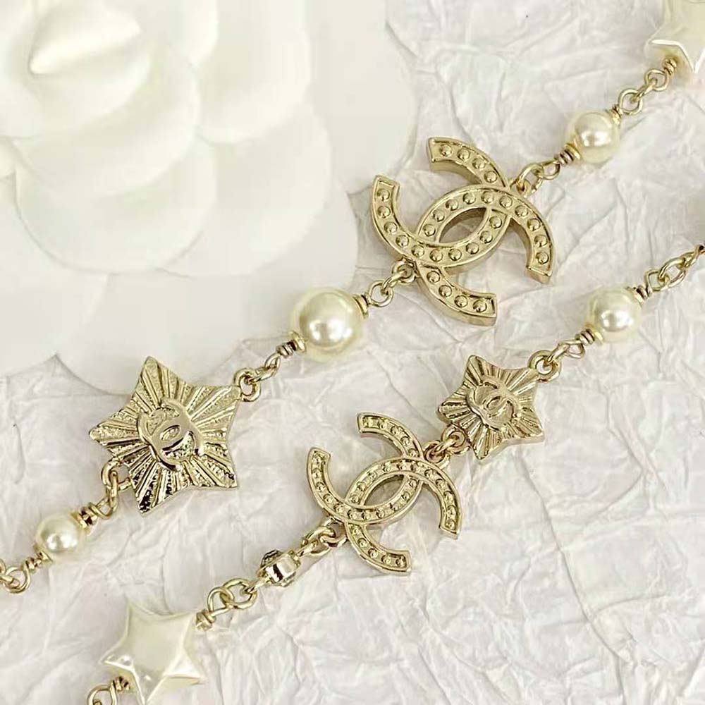 Chanel Women Long Necklace in Metal Resin Glass Pearls and Strass