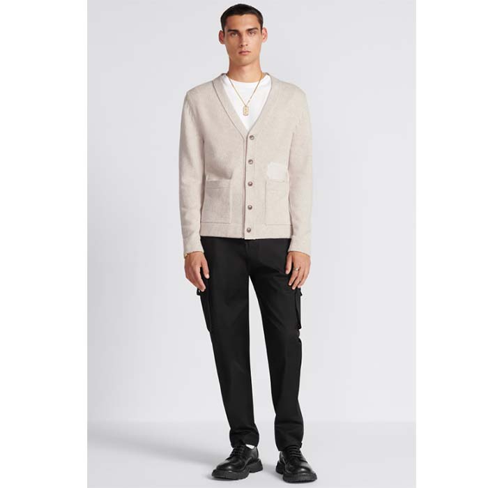 Dior Men CD Christian Dior Couture Cardigan Beige Cashmere Jersey