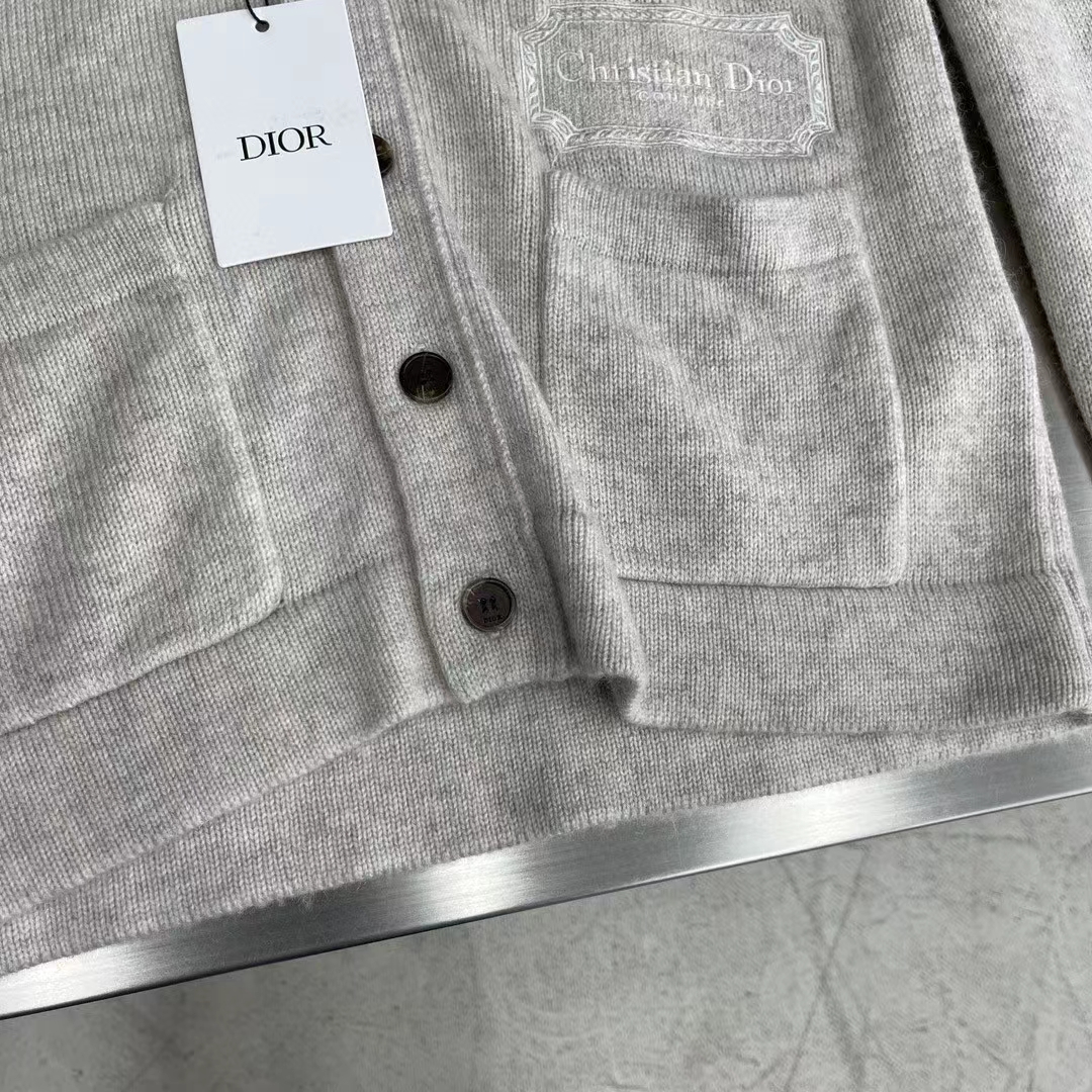 Dior Men CD Christian Dior Couture Cardigan Beige Cashmere Jersey