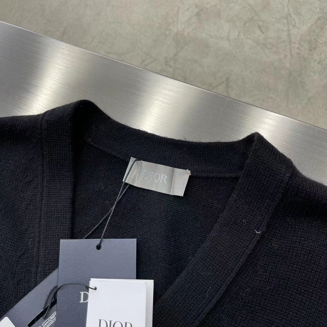 Dior Men CD Christian Dior Couture Cardigan Black Cashmere Jersey