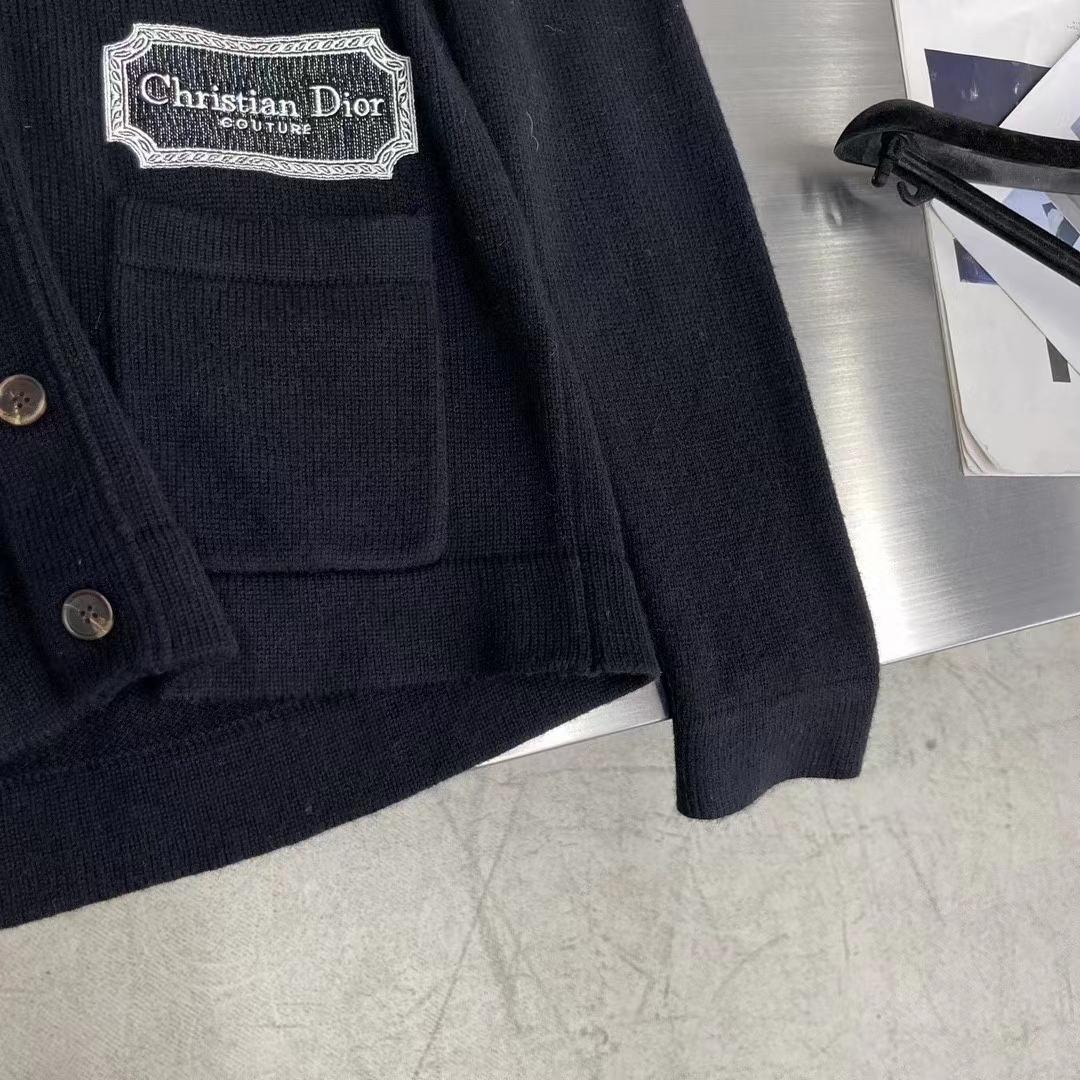 Dior Men CD Christian Dior Couture Cardigan Black Cashmere Jersey