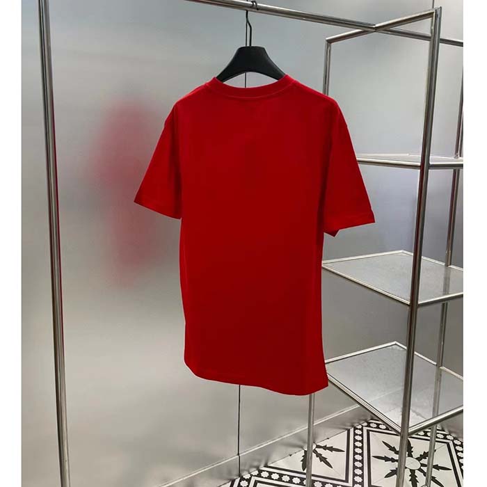 Dior Women CD Christian Dior Couture Relaxed-Fit T-Shirt Red Organic Cotton Jersey Reference 413J696C0554_C380