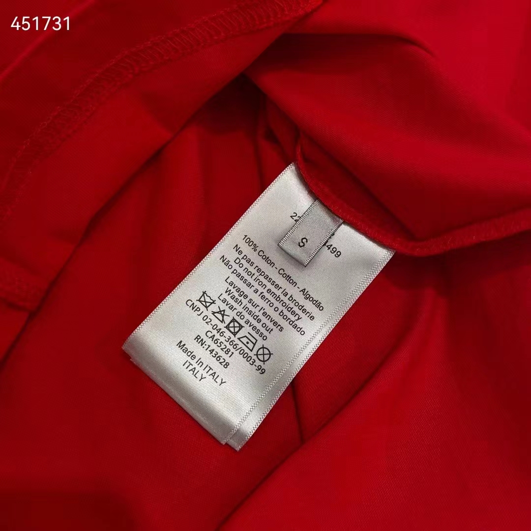 Dior Women CD Christian Dior Couture Relaxed-Fit T-Shirt Red Organic Cotton Jersey Reference 413J696C0554_C380