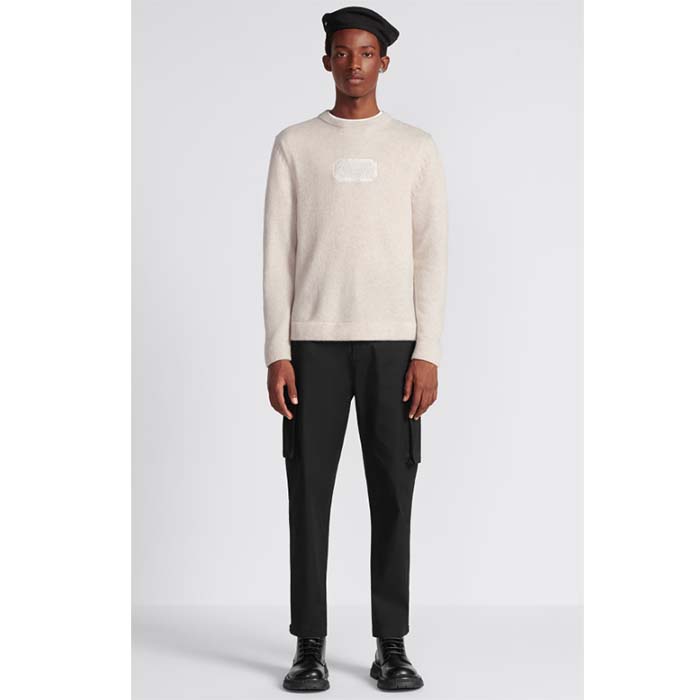 Dior Men CD Christian Dior Couture Sweater Beige Cashmere Jersey