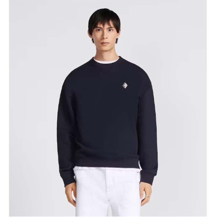 dior men cd Di*m*nd oversized sweatshirt navy blue organic cotton fleece