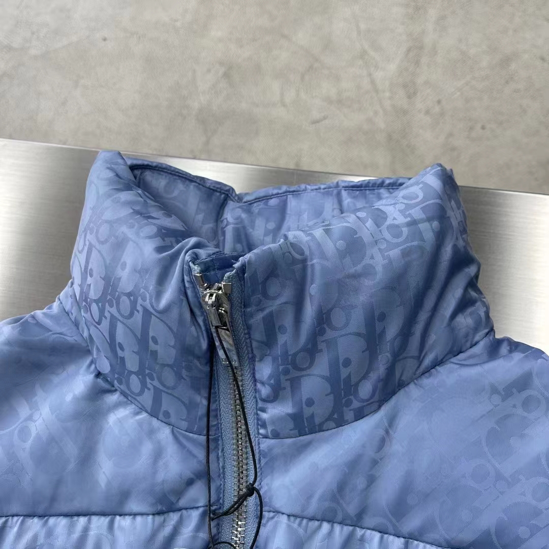 Dior Women CD Dior Oblique Down Jacket Blue Technical Jacquard