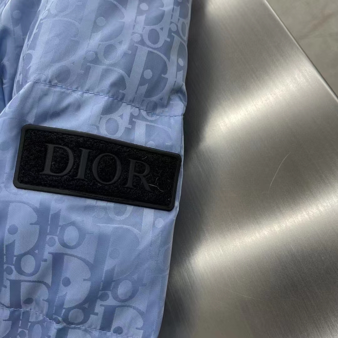 Dior Women CD Dior Oblique Down Jacket Blue Technical Jacquard