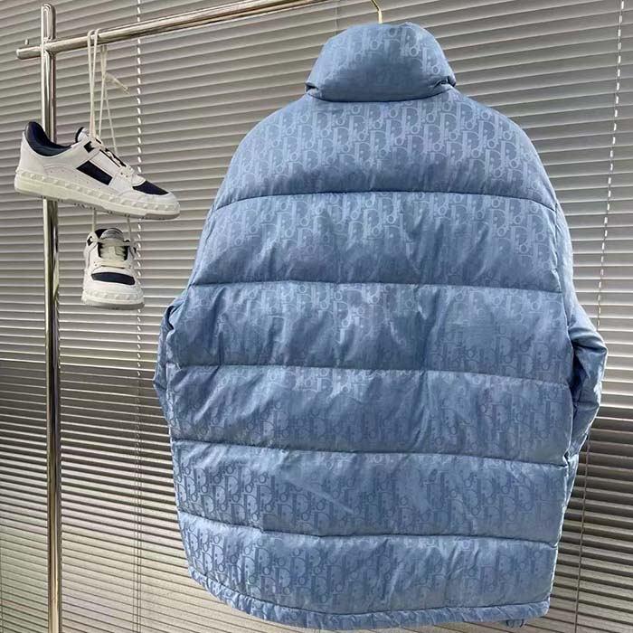 Dior Women CD Dior Oblique Down Jacket Blue Technical Jacquard