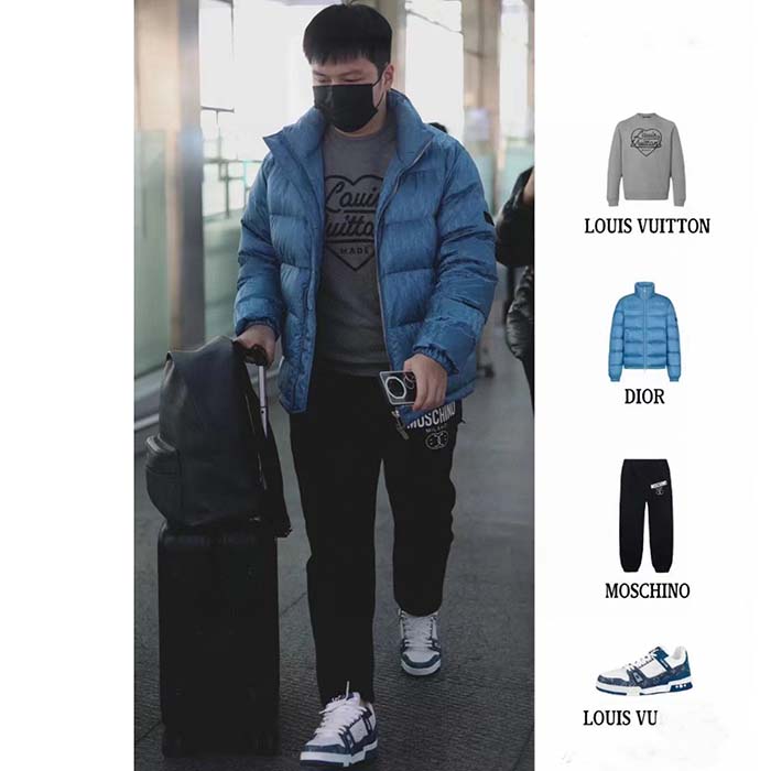 Dior Men CD Dior Oblique Down Jacket Blue Technical Jacquard
