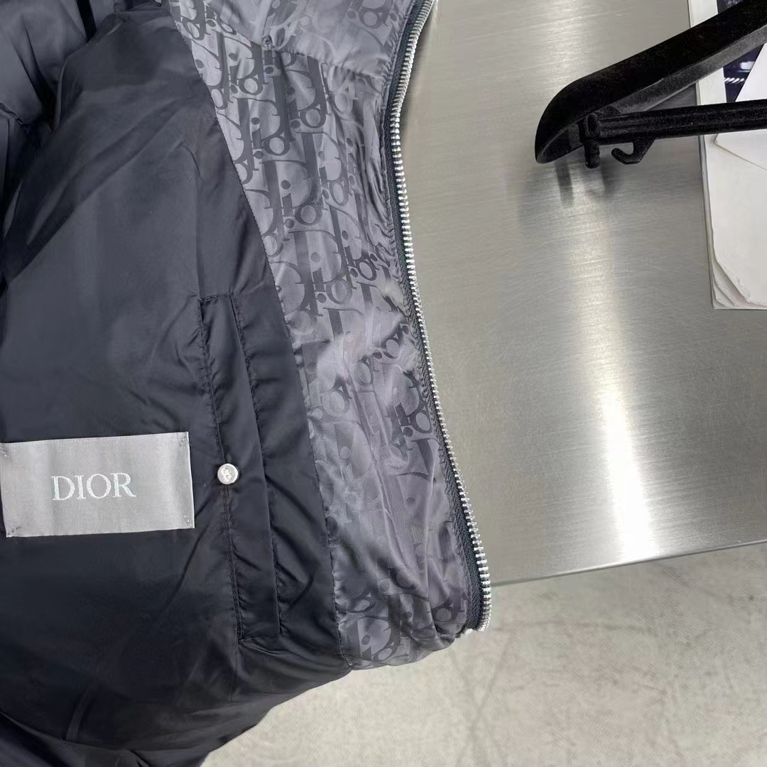 Dior Women CD Dior Oblique Down Jacket Grey Technical Jacquard