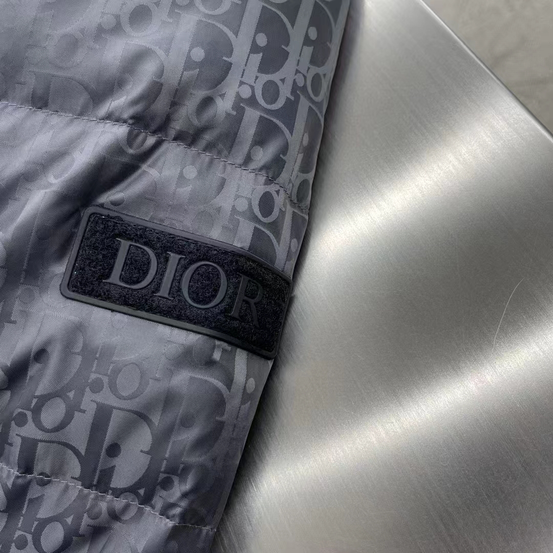 Dior Women CD Dior Oblique Down Jacket Grey Technical Jacquard