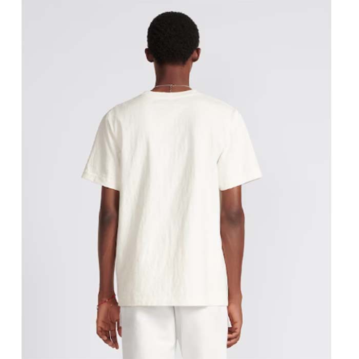 Dior Men CD Dior Otani Workshop Relaxed-Fit T-Shirt White Slub Cotton Jersey