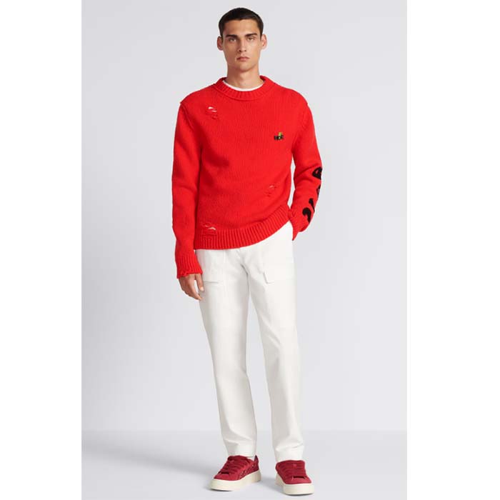 Dior Men CD Dior Otani Workshop Sweater Red Wool Cashmere Jersey