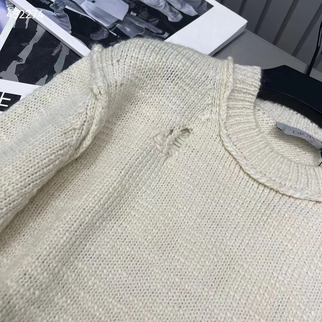 Dior Men CD Dior Otani Workshop Sweater White Wool Cashmere Jersey Reference: 413M651AT742_C089