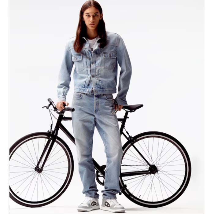 Dior Men CD MKII Jacket Light Blue Cotton Twill Laser-Faded Vintage Effect Heavy-Weight Denim