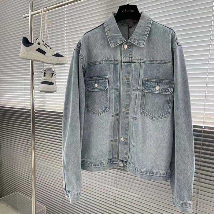 Dior Men CD MKII Jacket Light Blue Cotton Twill Laser-Faded Vintage Effect Heavy-Weight Denim