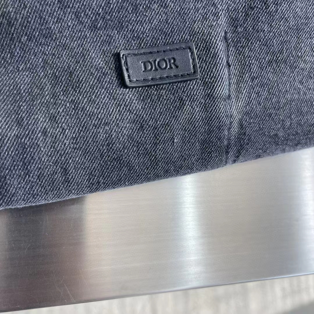 Dior Women CD Overshirt Black Cotton Twill Laser-Faded Vintage Effect Heavy-Weight Denim