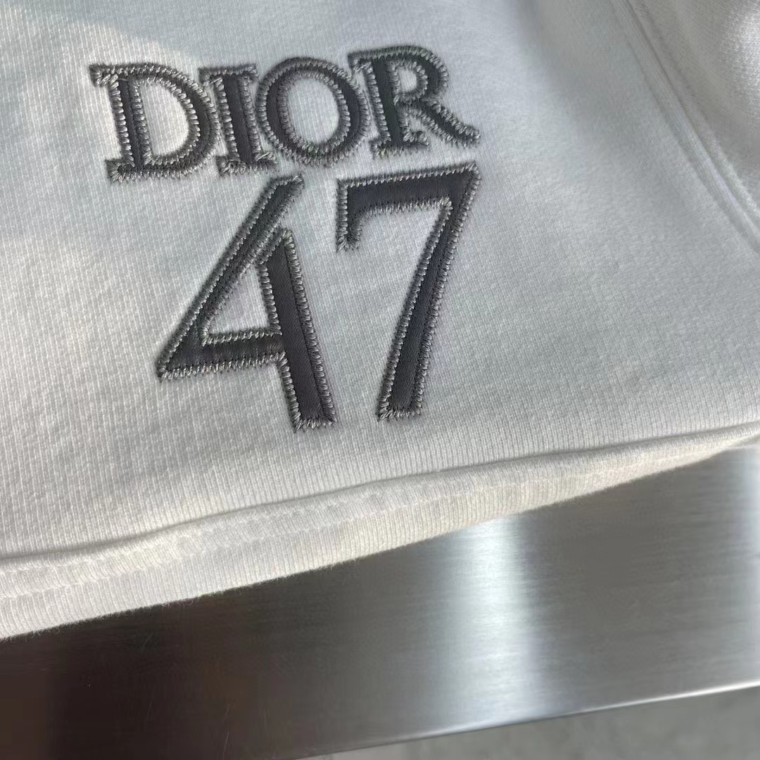 Dior Men CD Regular-Fit Sweater Stand Collar White Cotton Fleece
