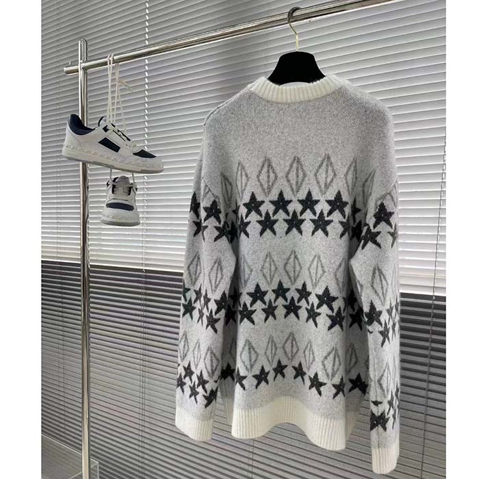 dior women dior and peter doig cd Di*m*nd sweater gray wool jacquard