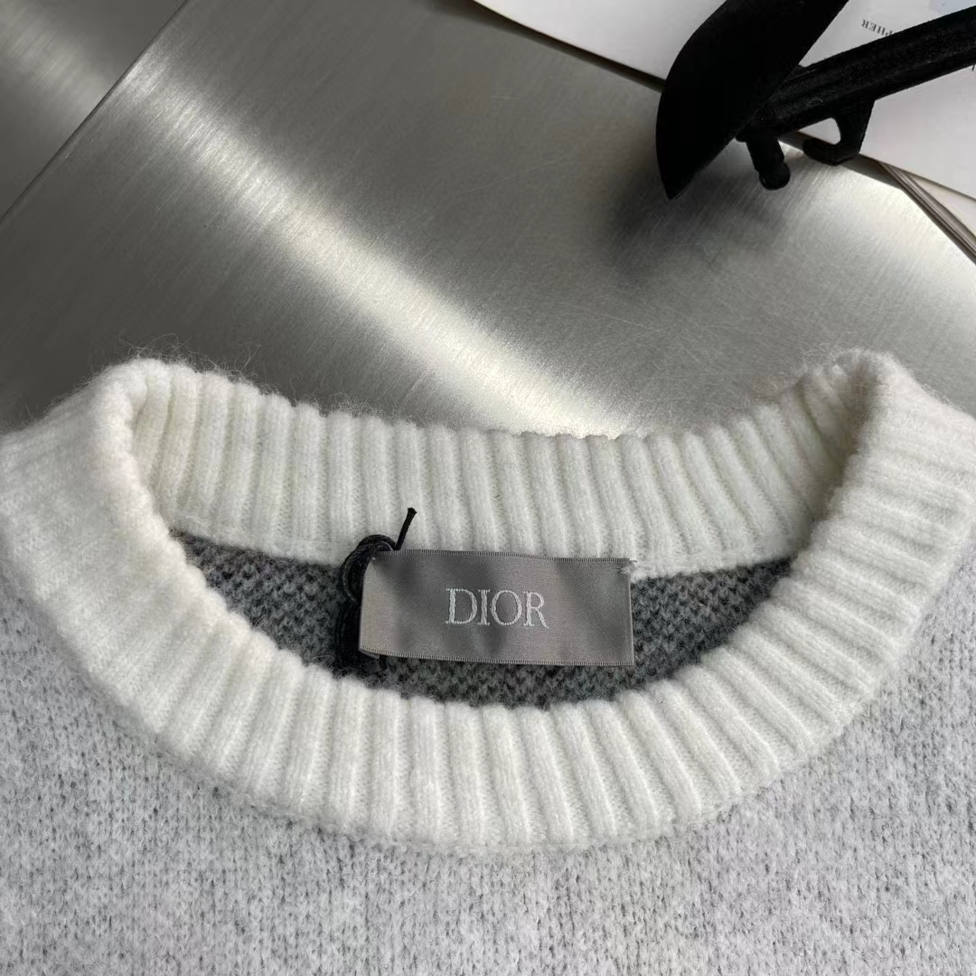 dior women dior and peter doig cd Di*m*nd sweater gray wool jacquard