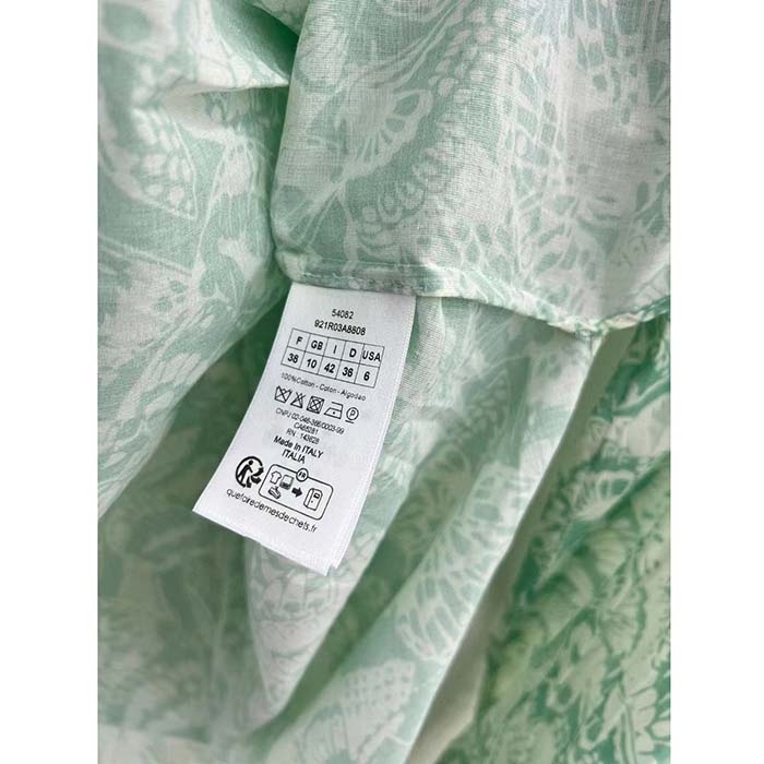 Dior Men CD Blouse Melocoton Sea Green Cotton Voile with Allover Butterfly Motif