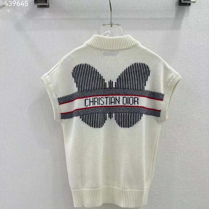 Dior Men CD Dioralps Vest White Wool Cashmere Knit Three-Tone Butterfly Motif Reference: 414G19AM124_X0878